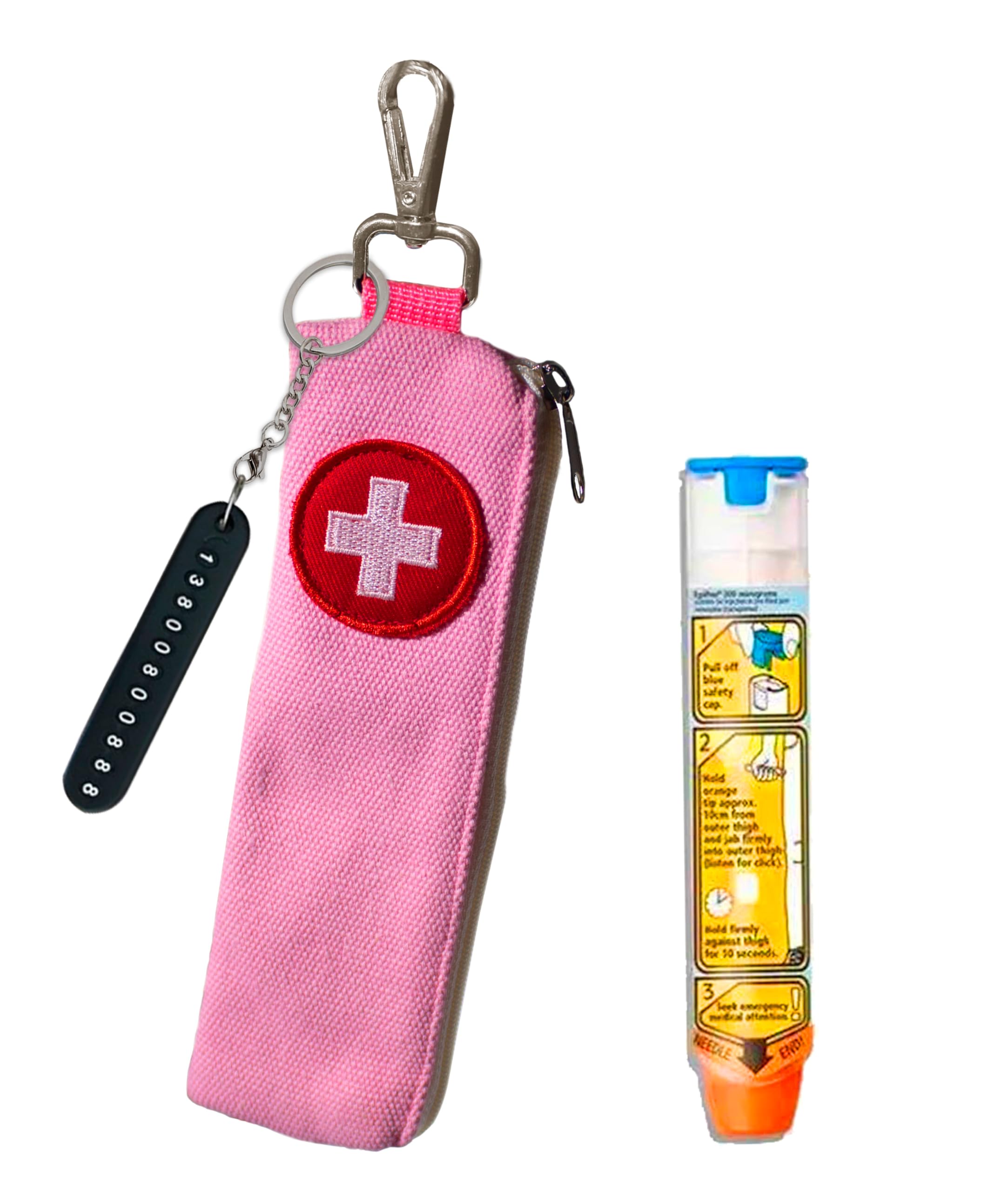 Epipen Medical Carrying Case, Shock Absorbing Travel Medication Organizer, Emergency Medical Bag for 1 EpiPens, Epi Pen Carrying Case, Epi Pen Holder Pouch, fits 1 Epi Pen(Pink)