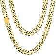 Fiusem 3.5mm Cuban Link Chains for Men, Silver Tone/Black/14K Gold Plated Stainless Steel Necklace Chain, Mens Necklace 16, 18, 20, 22, 24, 26, 28 Inch