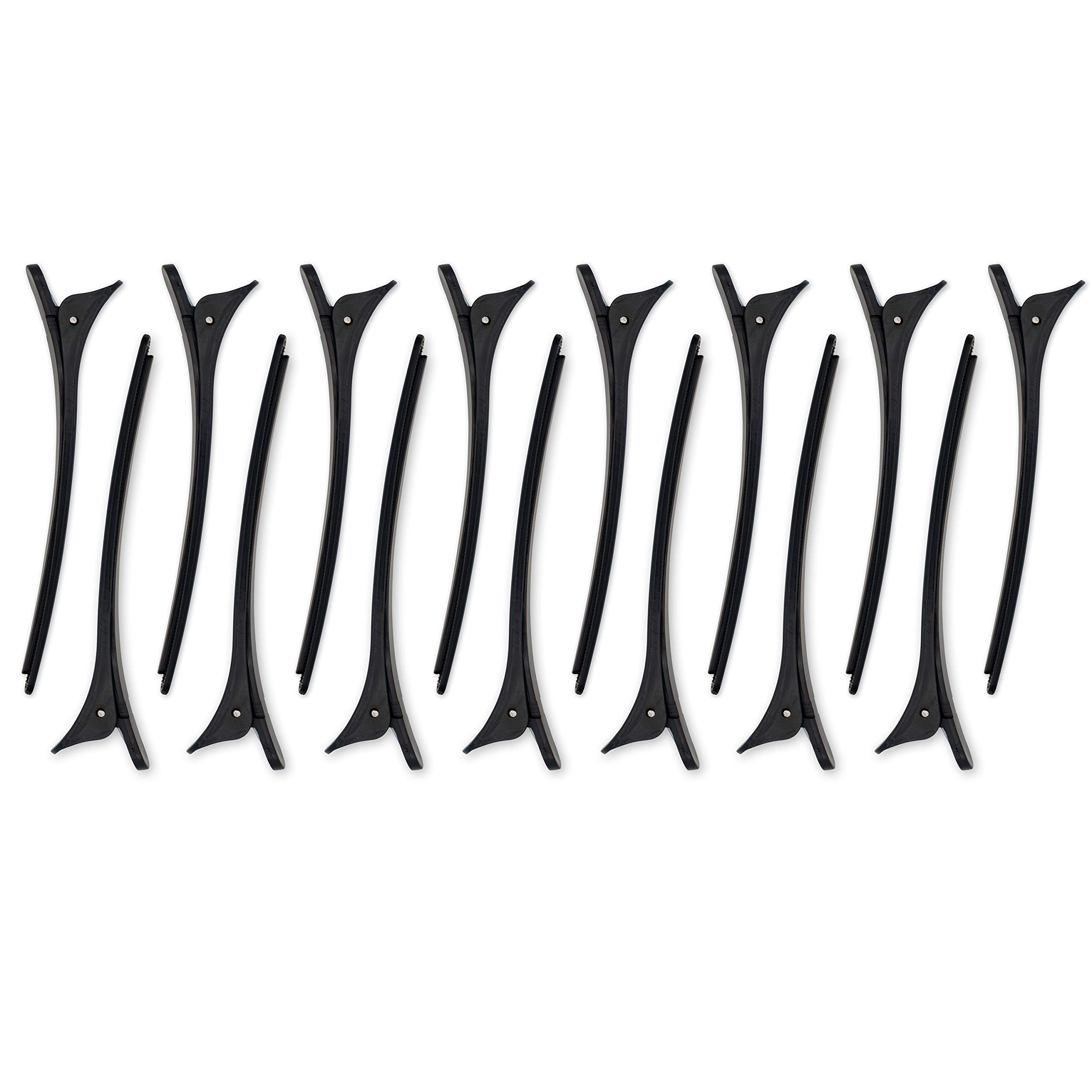 K-Pro Hair Clips - 15pcs Black Duckbill Sectioning Clamps for Hairdressing