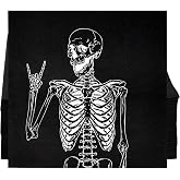100 Pack Halloween Skeleton Cocktail Napkins Black Paper Skull Party Decor | Black disposable paper napkins with white skeleton skull design for Halloween parties, cocktail bars, buffets, horror decor