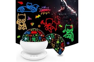 VANSHINIEER Batman Night Light Projector for Boy,Kids Night Lights with Batman and Dinosaur Theme,360 Degree Rotation,15 Mode Color Changing,Birthday Gift Toys