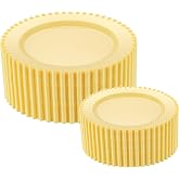 ISFANGCO 80pcs Yellow Plastic Plates, Heavy Duty Yellow Disposable Plates, 40 Dinner and 40 Dessert Plate for Easter Baby Shower, Wedding, Spring, Beaded Plate
