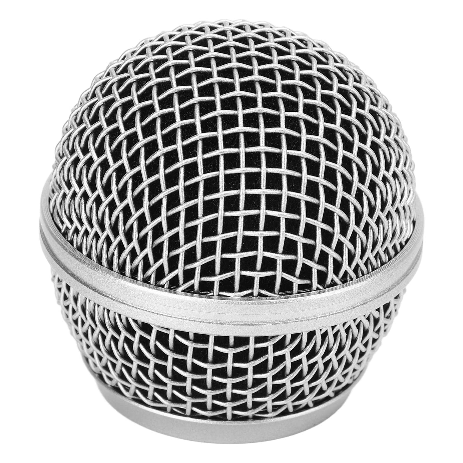 Microphone Grill, Metal Microphone Ball Head Mesh Grill Built in Blowout Prevention Cotton for SM58 Microphone