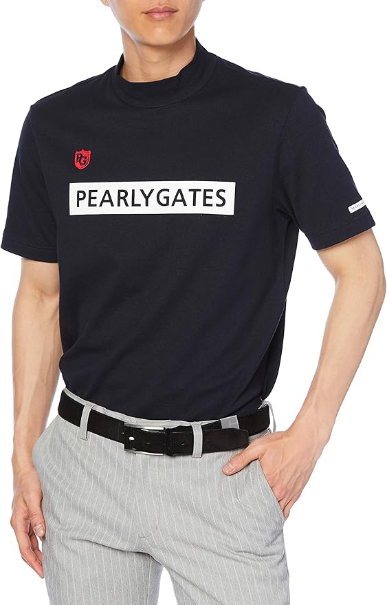 Amazon パーリーゲイツ メンズ 半袖 ハイネックシャツ 鹿の子 ゴルフ インナー 053 1 ダークネイビー 3 S ゴルフ 通販