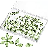 100 Pcs Acrylic Green Leaf Beads, Transparent Beads with Hole, Green Leaf Bead Charms, Plant Bead for Earrings Necklaces Bracelets DIY Crafts Jewelry Making