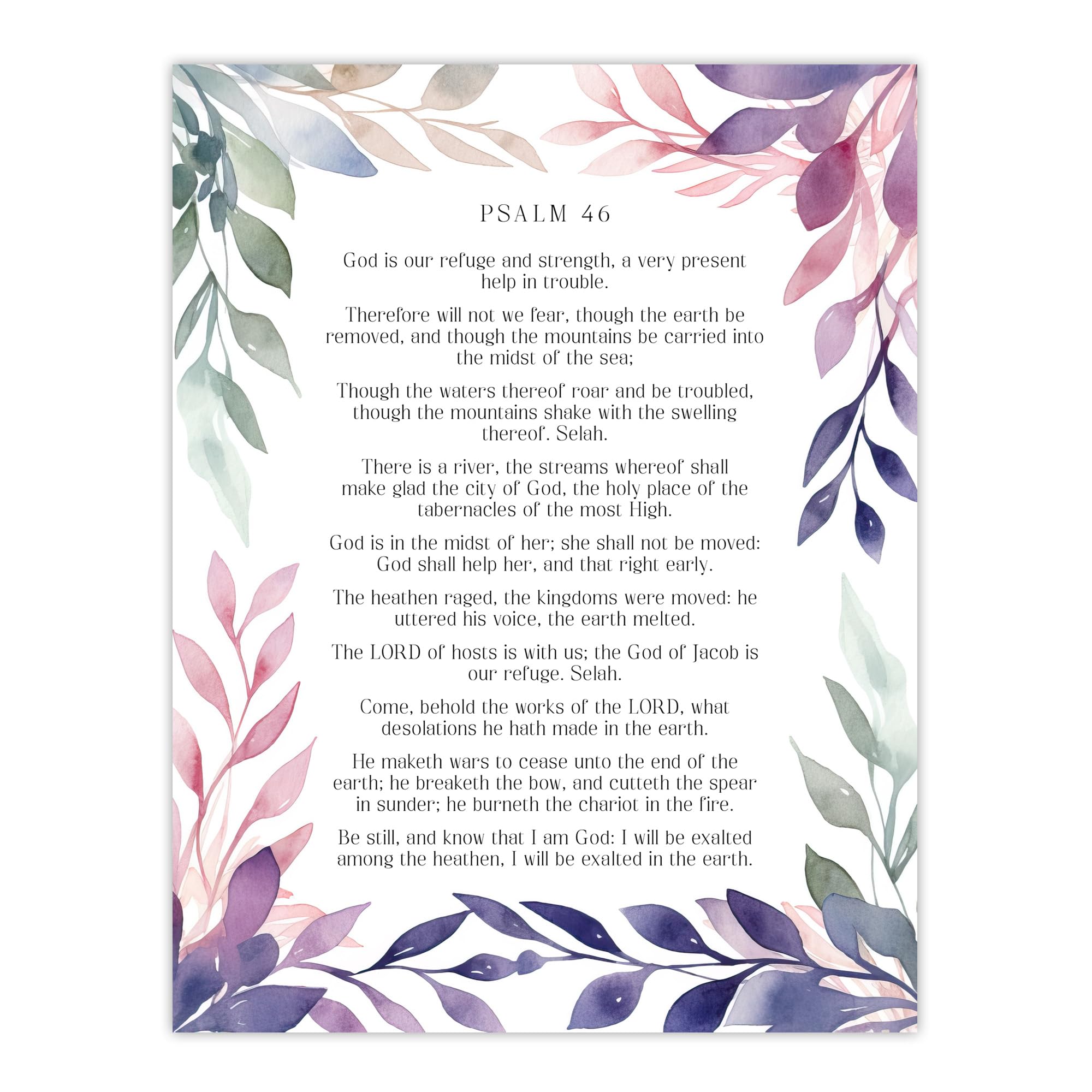 Artery8 Psalm 46 Our Refuge and Strength Old Testament Jesus Christ Christian Bible Faith God Quote Revelations Flowers Artwork Extra Large XL Wall Art Poster Print