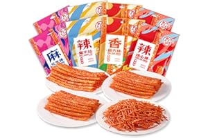 NOBLE CREATEAPROTOTYPE Authentic Sticks Latiao - Sweet and Spicy Traditional Gluten Noodles, Red Oil Chilli Mouthwatering Asian Snacks, Mixed Snack Gift Bags for Halloween Christmas Office Party Camping (4 bag 328g)