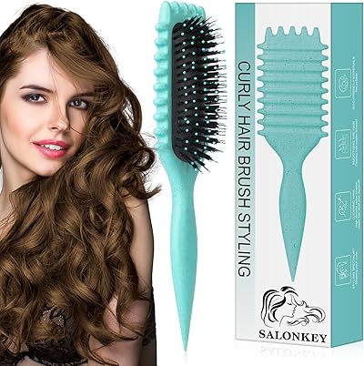Lockenbürste für Definierte Locken – Antistatische Stylingbürste mit Belüftungsdesign für Nasses & Trockenes Haar, Ideal für Lockige Haare und Volumenpflege (Grün)