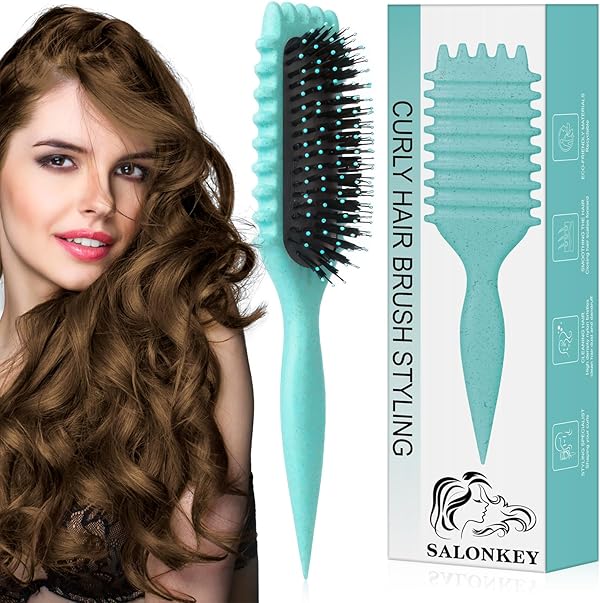 Lockenbürste für Definierte Locken – Antistatische Stylingbürste mit Belüftungsdesign für Nasses & Trockenes Haar, Ideal für Lockige Haare und Volumenpflege (Grün)