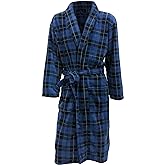 John Christian Men's Fleece Robe Blue Tartan