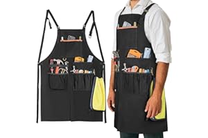 HODRANT Work Tool Apron, Heavy-duty Canvas Woodworking Apron for Men & Women with Dual Shoulder Straps & Adjustable Buckle, Utility Shop Apron for Carpenters, Mechanics, Artists, Crafters, Apron Only