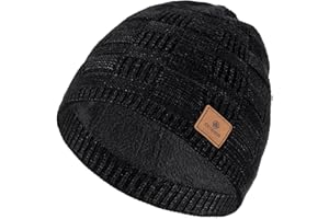 Ocatoma Winter Beanie Warm Knit Hat for Men Toque Soft Fleece Lined Cuffless Ski Hats Stocking Cap Outdoor