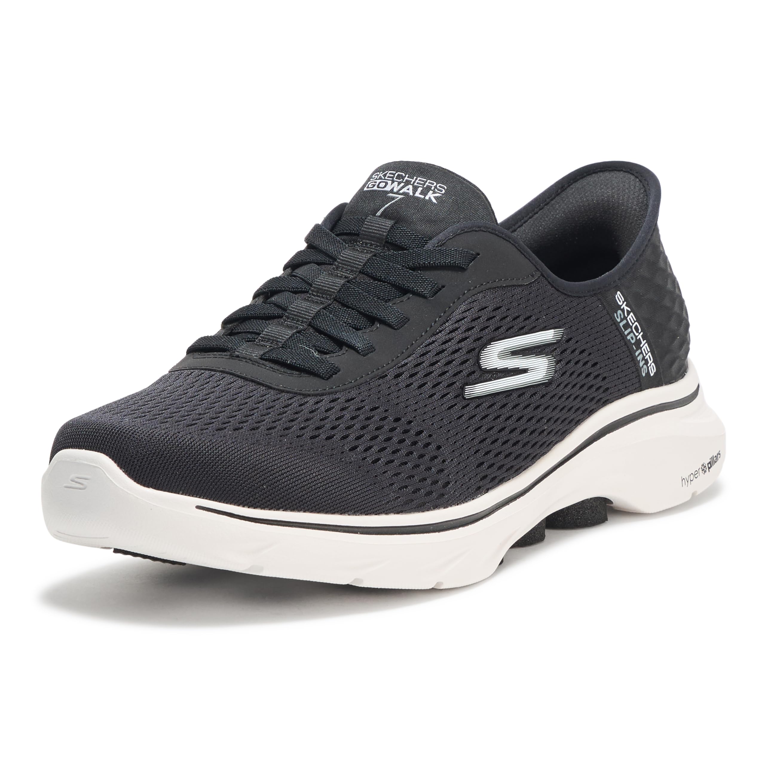 Skechers Men's Hands Free Slip-ins Go Walk 7 - Free Hand 2 Sneaker, Black/White, 7 Image