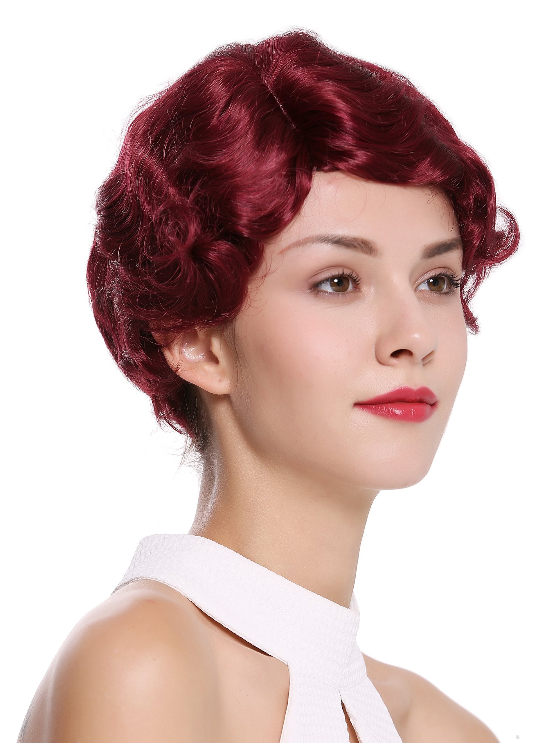 WIG ME UP - LD501-39 Lady Quality Wig short 20s inspired wavy parting Retro Chic Charleston Swing Hollywood Glamour burgundy red