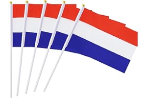 KIND GIRL 25 Pack Hand Held Small Mini Flag Netherlands Flag Dutch Flag Stick Flag Round Top National Country Flags,Party Decorations Supplies For Parades,World Cup,Festival Events ,International Festival