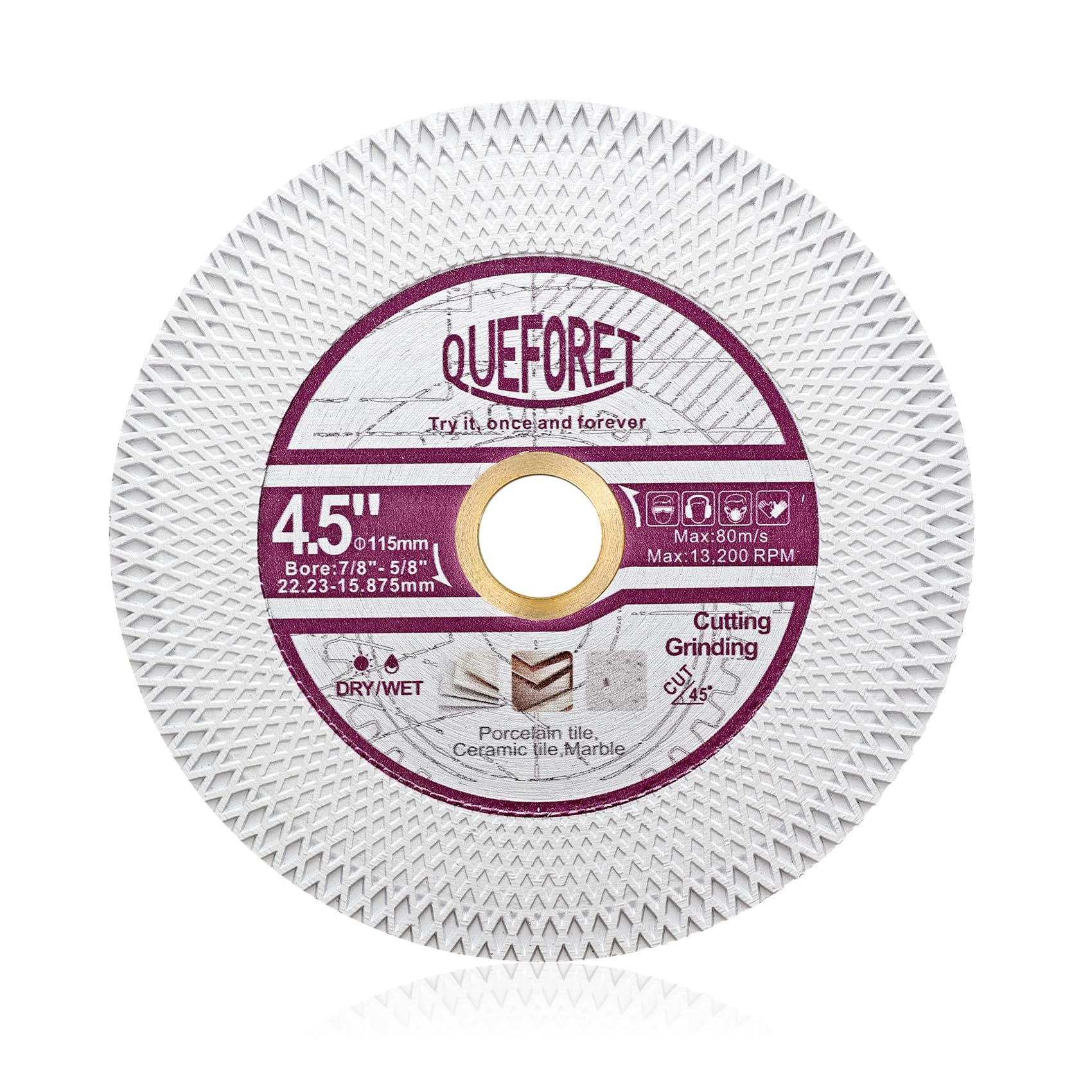 QUEFORET Diamond Cutting Grinding Disc 115mm - Saw Blade for Cutting and Polishing Porcelain Ceramic Tile Marble Artificial Stone