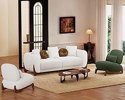Morden Fort 3 Piece Cloud Couch Set, Modern Sherpa