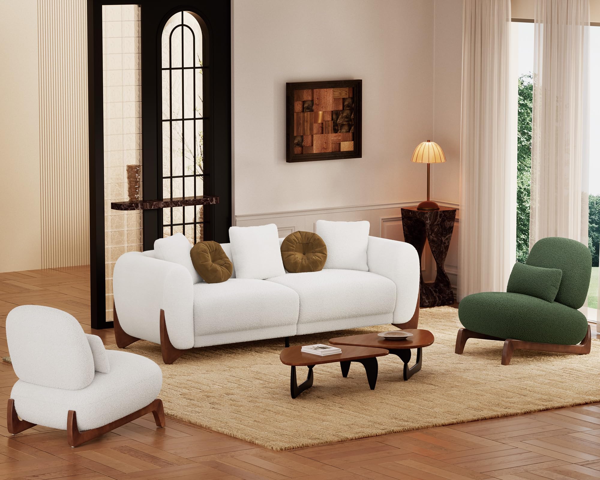 Morden Fort 3 Piece Cloud Couch Set, Modern Sherpa
