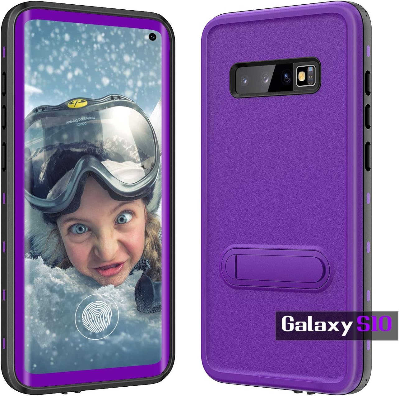 Galaxy S10 Case with Built-in Screen Protector,Samsung Galaxy S10 Waterproof Case,Full Body Heavy Duty Shockproof Dustproof Rugged Protective Bumper Cover,Compatible with Fingerprint ID (Purple Cases)