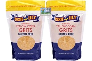 Dixie Lily Yellow Corn Grits - Quick-Cooking, Gluten-Free, Non-GMO, Low Fat & Sodium, Essential Vitamins & Minerals, Classic Southern Flavor - 2 Pack