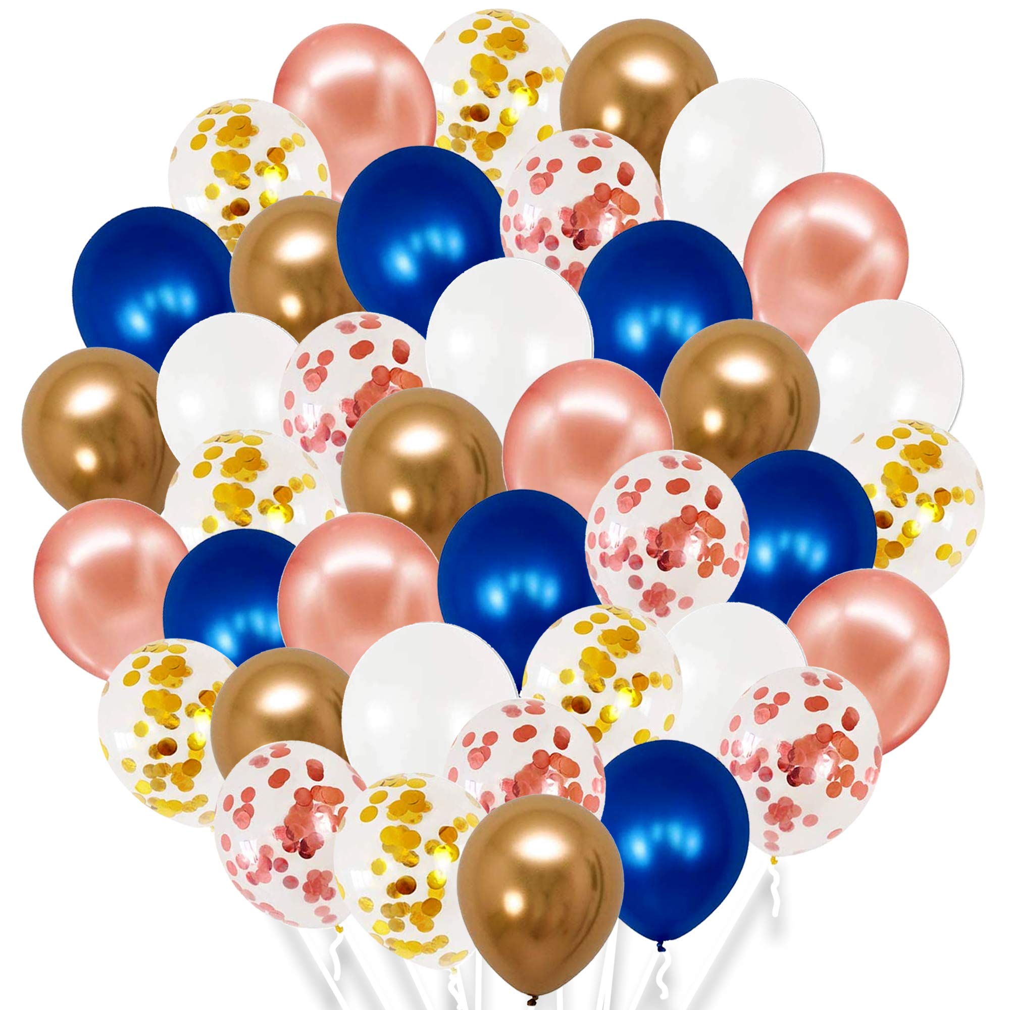 Buy Big Blue Balloons and Confetti Rose Gold Set 60 Pieces Navy