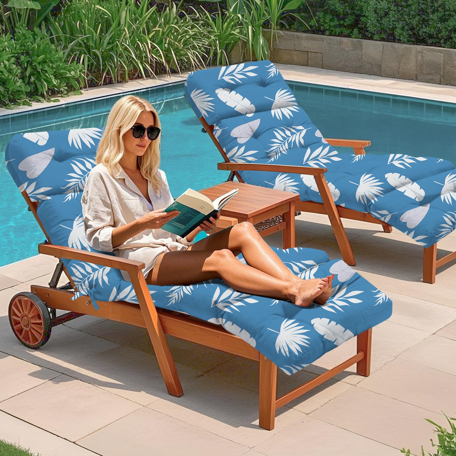 Condition photo showing New/Like New for uthem 2 pack outdoor chaise lounge chair cushion 75.1 x 22.8 x 4.7 inches 100% waterproof replacemen