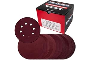 ProductionShop 5" Red 8-Hole Pattern Sanding Discs, 160 Disc Variety Pack, Grits 40, 60, 80, 100, 120, 150, 180, 220, 320, 400, 600, 800 - Hook & Loop Sandpaper, Random Orbital Sanders - Woodworking