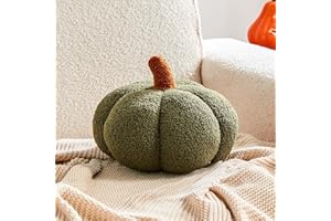 Lfsaaj Halloween Pumpkin Pillows, Dark Green Fall Decoration Pumpkin Shaped Throw Pillow, 8" Cute 3D Shaped Cushion for Sofa Couch Bedroom Autumn Thanksgiving