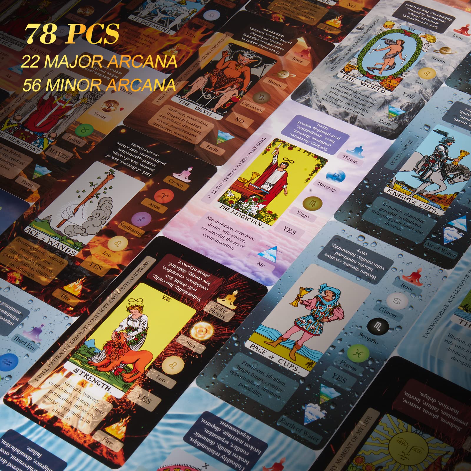 XSYLOHXL Tarot Cards with Meanings on Them for Beginners Classic Learning Training Tarot Deck Set with Message for Reading