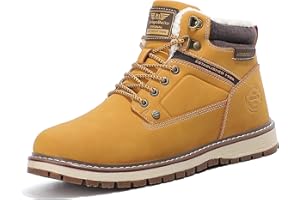 ARRIGO BELLO Mens Winter Boots Snow Casual Booties Warm Fur Mesh Lined Ankle Outdoor Lightweight Non-Slip Trekking Walking Leather Shoes