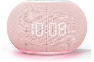 Reacher Auto Dimmable Sound Machine Alarm Clock with Night Lights, 20 Soothing Sounds, Sleep Timer, Precise Volume Control, Cute White Noise Soother for Girls, Kids, Bedrooms, Office