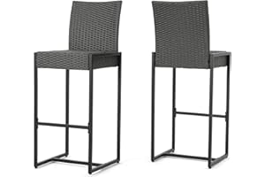 Christopher Knight Home Conrad Outdoor Wicker Barstools, 2-Pcs Set, Grey