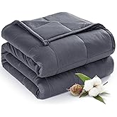 Sivio Weighted Blanket for Adults 100% Cotton, 60"x80" Queen Size 15 lbs, Cooling Summer Heavy Blanket for Sleeping, Breathable Soft Blankets with Premium Glass Beads, Machine Washable, Dark Grey