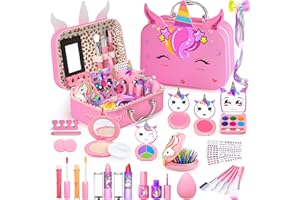 MQSIUVE Kids Makeup Kit for Girls, Little Girls Pretend Make Up, Princess Play Makeup Set with Mirror, Toddler Toys Real Washable Cosmetic Set & Nail Kit Birthday Gifts for Ages 3 4 5 6 7 8 9 10-12 Year Old