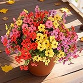 Wanderroot Artificial Flowers for Outdoor,12 Bundles Silk Fake Flowers,UV Resistant Realistic Plastic Faux Plants,No Fade Colorful Daisy for Porch,Patio,Garden,Window Box (4 Multicolor)