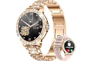 LIGE Smart Watches for Women,1.32" HD Fitness Tracker Watch with Answer/Make Call,AI Voice Control,Heart Rate/Calories/SpO2 Monitor 100+ Sport Modes Ladies Smartwatch for Android iOS 2 Straps Gold