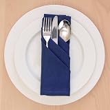 Encasa XO Scotch Blue Cloth Napkins Set of 12 17x17 Cotton Dinner Napkins view 3