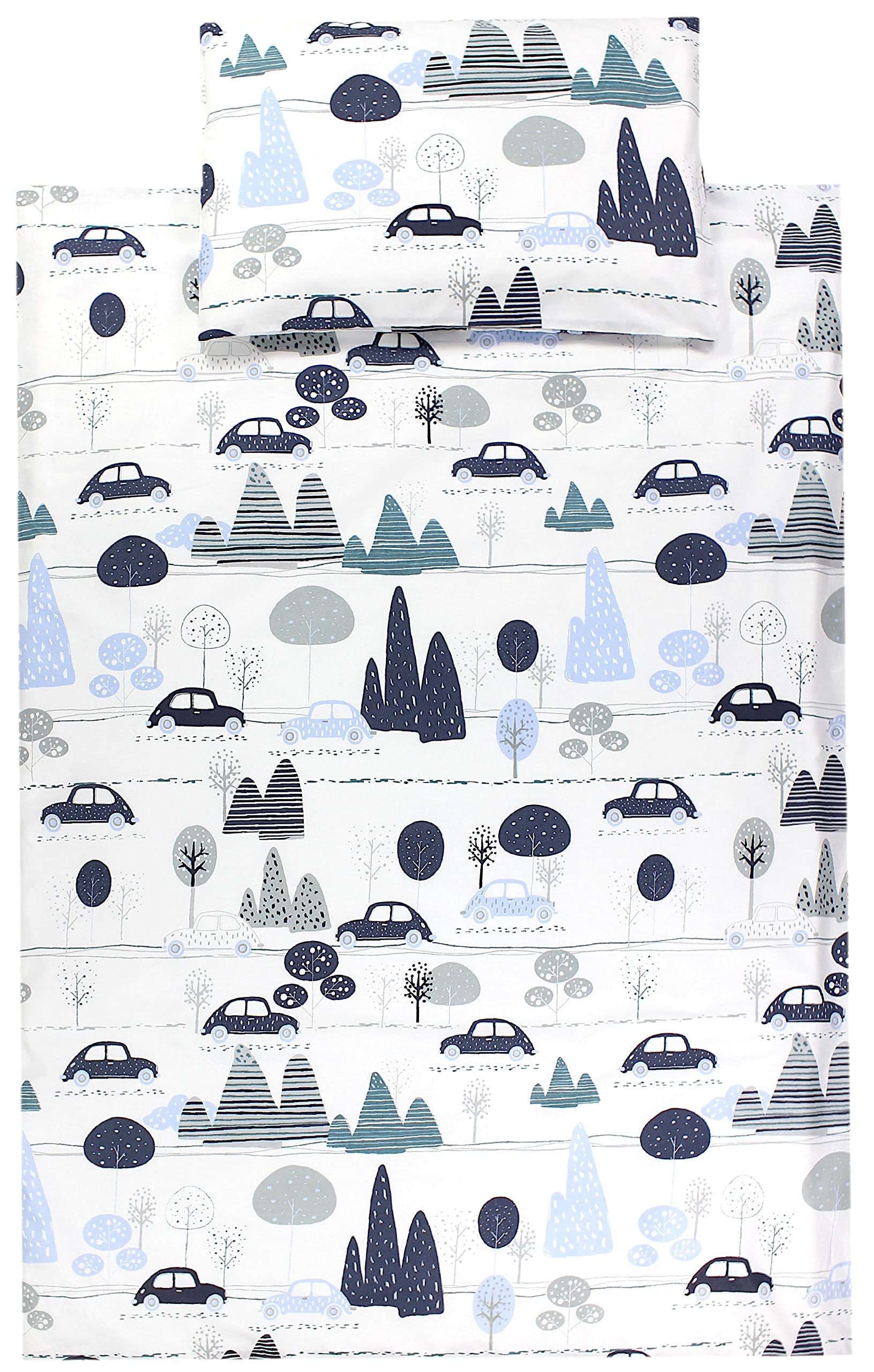 TupTam children's bedding set baby bedding duvet cover 100 x 135 120 x 90 pillowcase 40 x 60 boys girls 2-piece, Cars Blue, 135x100 cm