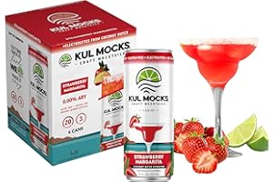KUL MOCKS KulMocks Non Alcoholic Mocktails – Canned Mocktails - Low Calorie Non Alcoholic Drinks - Zero Proof Cocktails - NEW & Improved Flavor with Coconut Water – Celebrate Dry January (Strawberry Margarita)