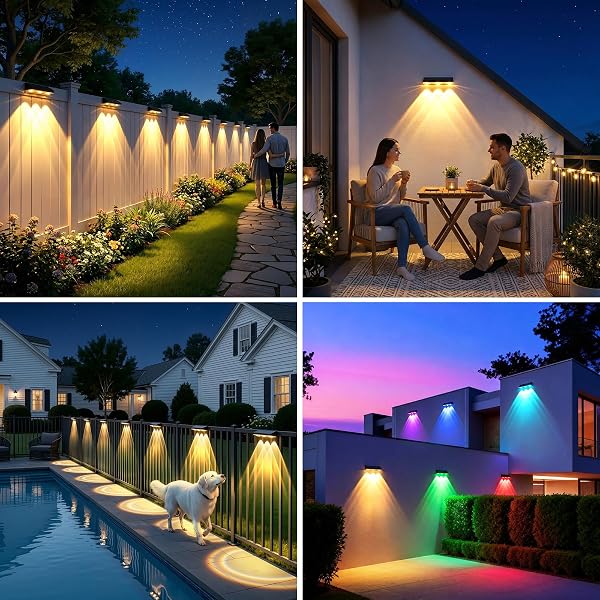 BONLION SOLAR FENCE LIGHTS OUTDOOR 10 PACK, UPGRADED BRIGHTNESS 3X LED LENS FENCE LIGHTS SOLAR POWERED, 9 FIXED COLORS & RGB LIGHTS,IP65 WATERPROOF SOLAR LIGHTS FOR OUTSIDE BACKYARD/RAILING/STEP/PATIO