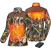 TIDEWE Women’s Heated Jacket Fleece with Battery Pack, Rechargeable Coat for Hunting (Black, Camo, Size S-XXL)