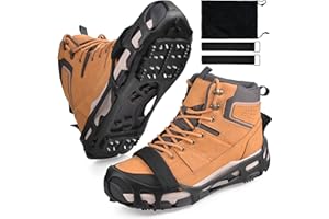 FUSIGO Ice Cleats Snow Traction Cleats Crampons for Walking on Snow and Ice 24 Steel Cleat for Boots Shoes Men Women Kids Anti Slip Stretch Footwear for Hiking Jogging