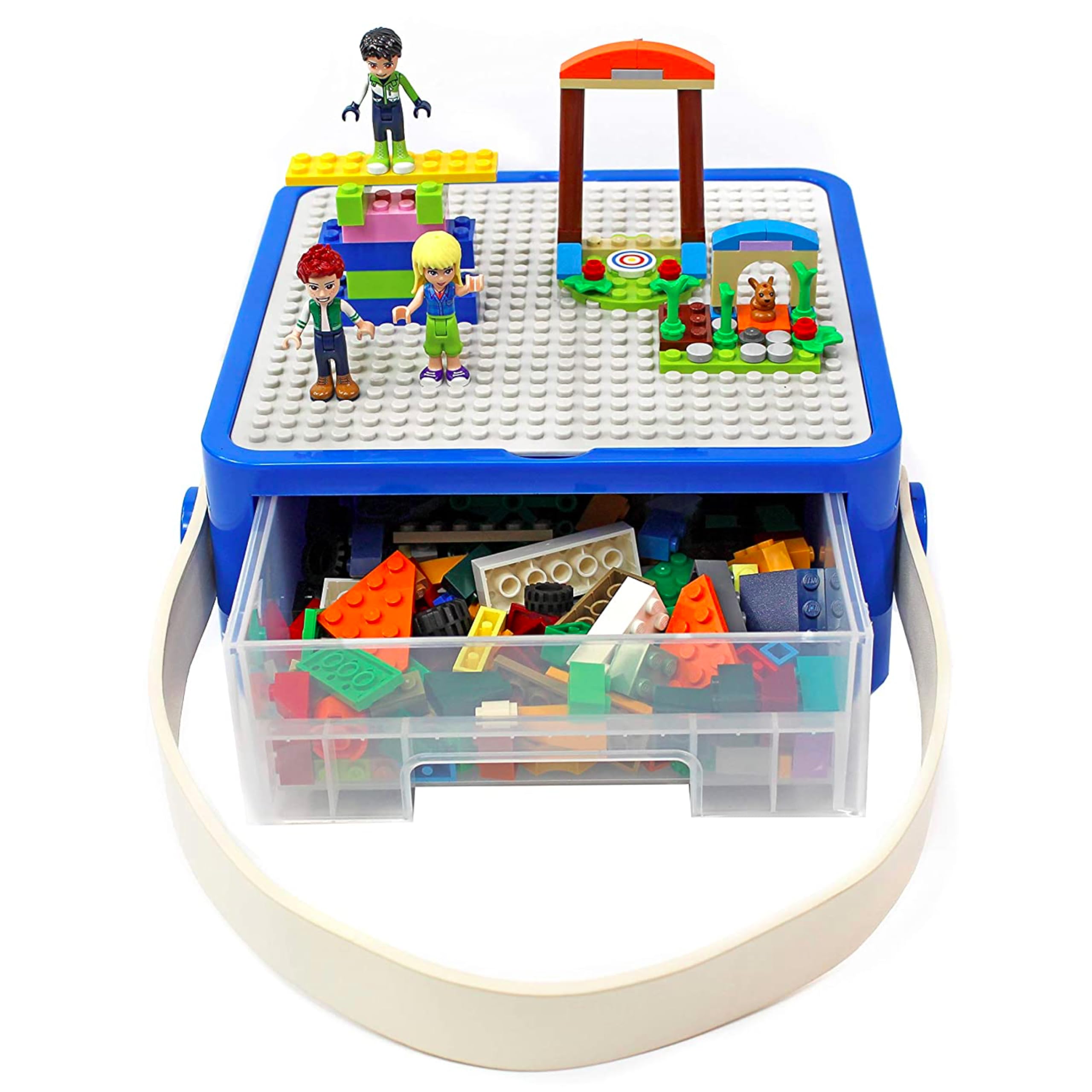Photo 1 of Bins & Things Storage Bin Organizer Box - Toy Storage Case for Building Blocks, Small Dolls and Accessories - Kids Toy Suitcase with Baseplate Lid - Mess-Free Organizer for Travel and Playroom