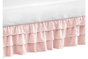 Solid Color Blush Pink Shabby Chic Girl Ruffled Crib Bed Skirt Dust Ruffle for Harper Collection by Sweet Jojo Designs