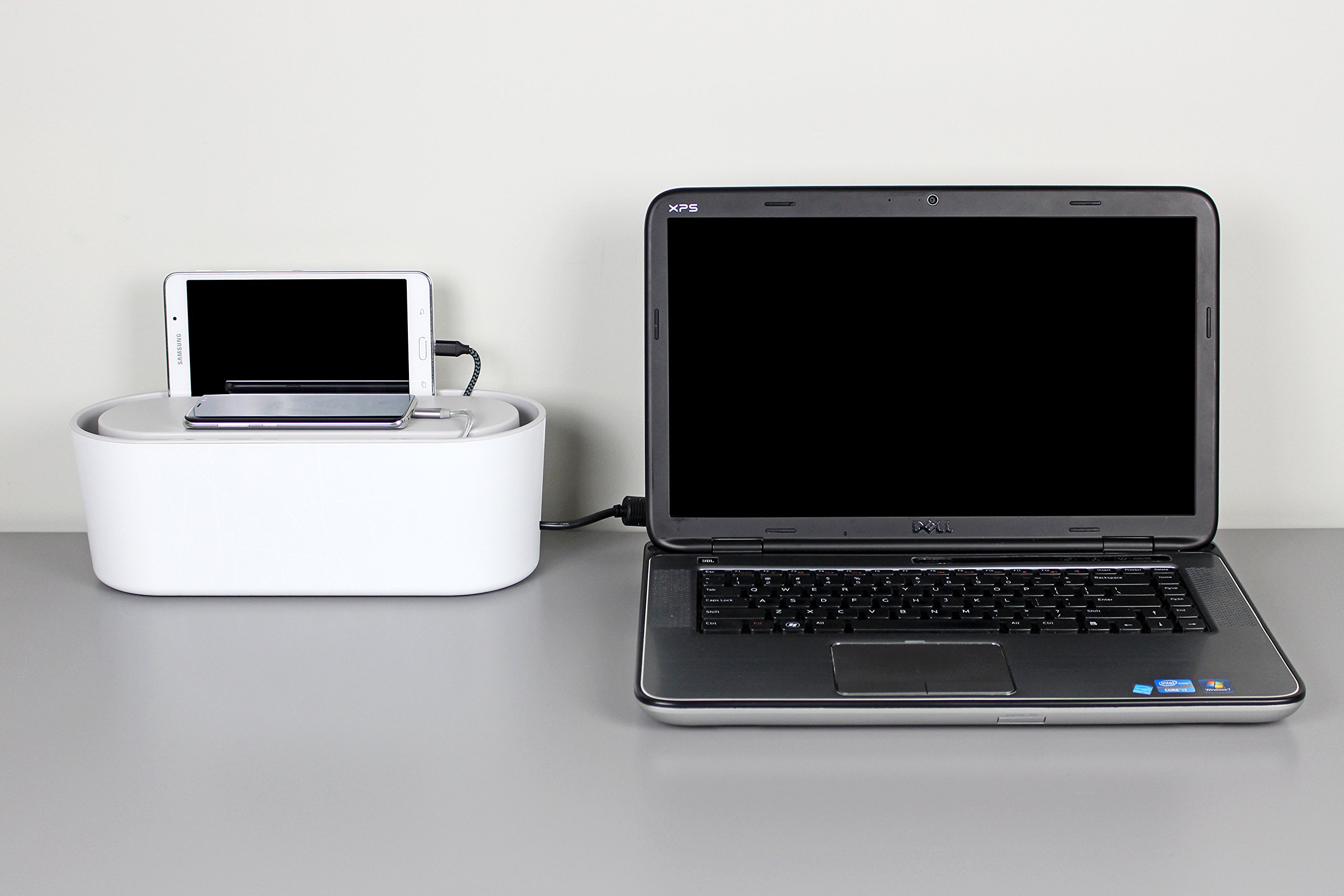 Bins & Things Cable Management Box and Power Strip Organizer | Entertainment Center, USB, Computer, Charging Cords | Compact, Discrete Safety … (Small)