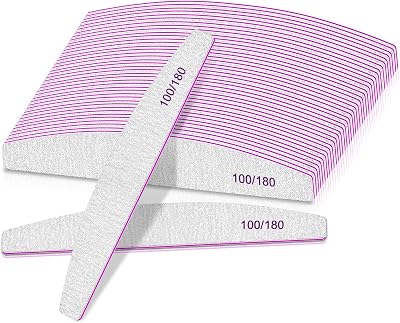 BLESWIN Professional Nail Files 25pcs 100/180 Grit Double Sided Emery Board