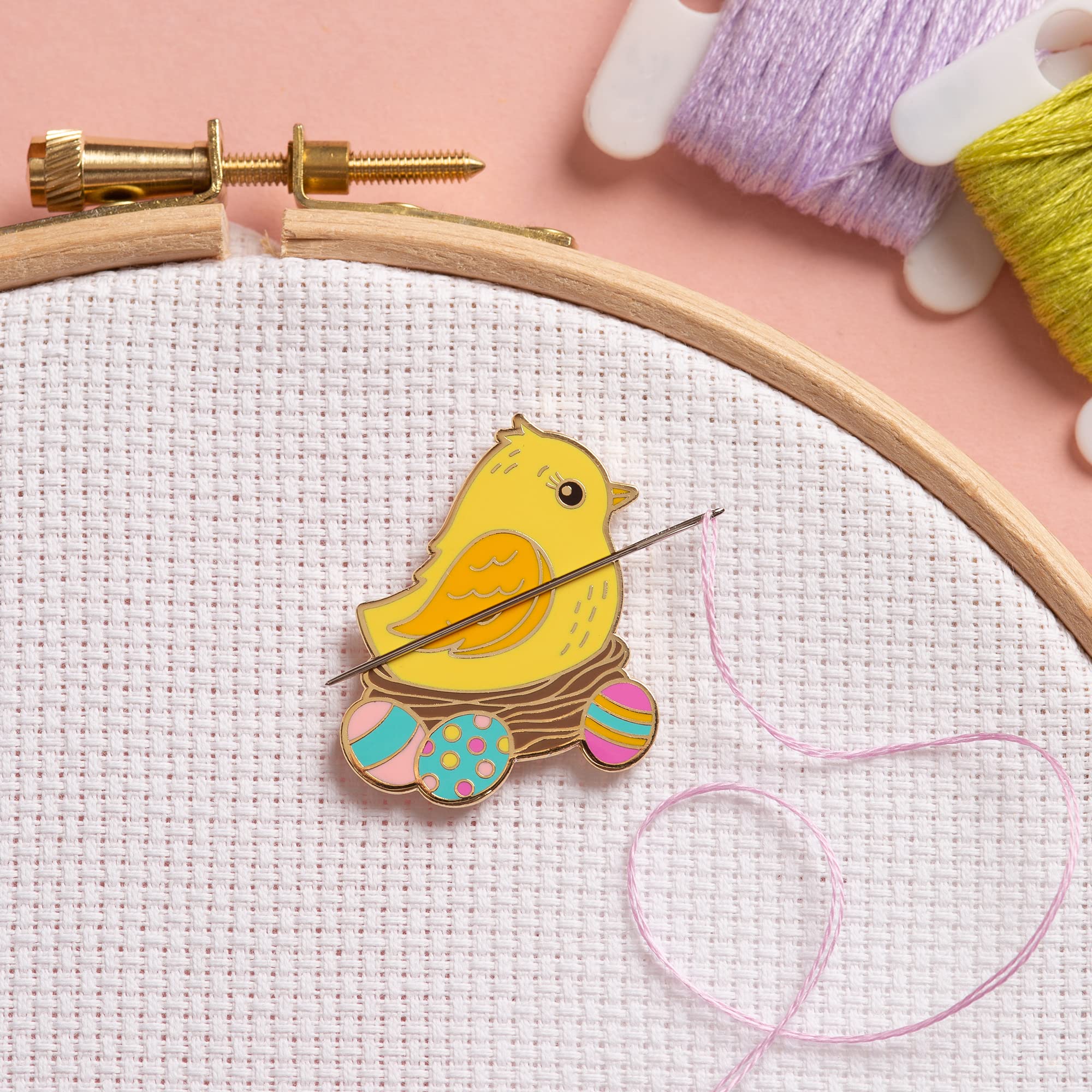 Needle Minder - Chick for Cross Stitch, Sewing, Embroidery and Needlework Accessories, Enamel and Magnetic