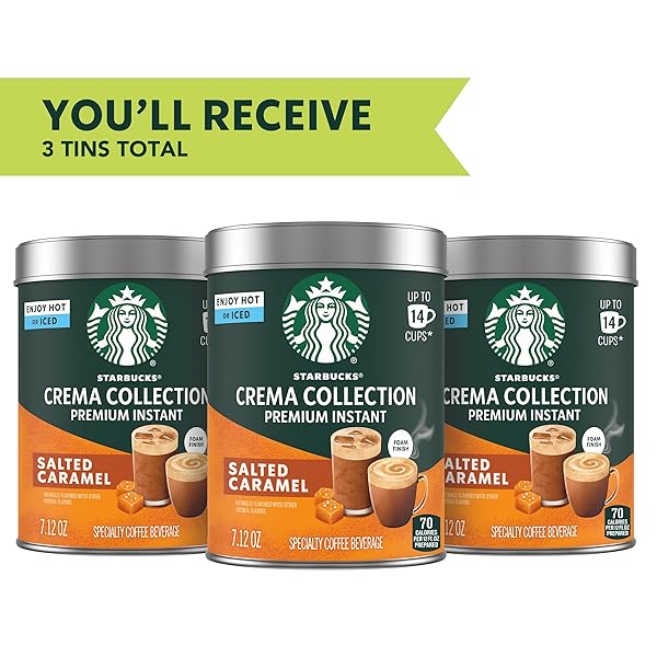 STARBUCKS CREMA COLLECTION PREMIUM INSTANT SALTED CARAMEL FLAVORED INSTANT COFFEE, 100% ARABICA BEANS, 1 TIN (7.12 OZ) 7.12 OZ