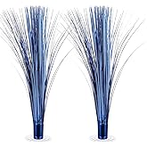 CraftyDream 2 Pcs Metallic Spray Centerpieces Graduation Centerpieces for Tables with Clear Base Shimmering Foil Sprays for Christmas Happy New Year Decorations Awards Night(Blue)