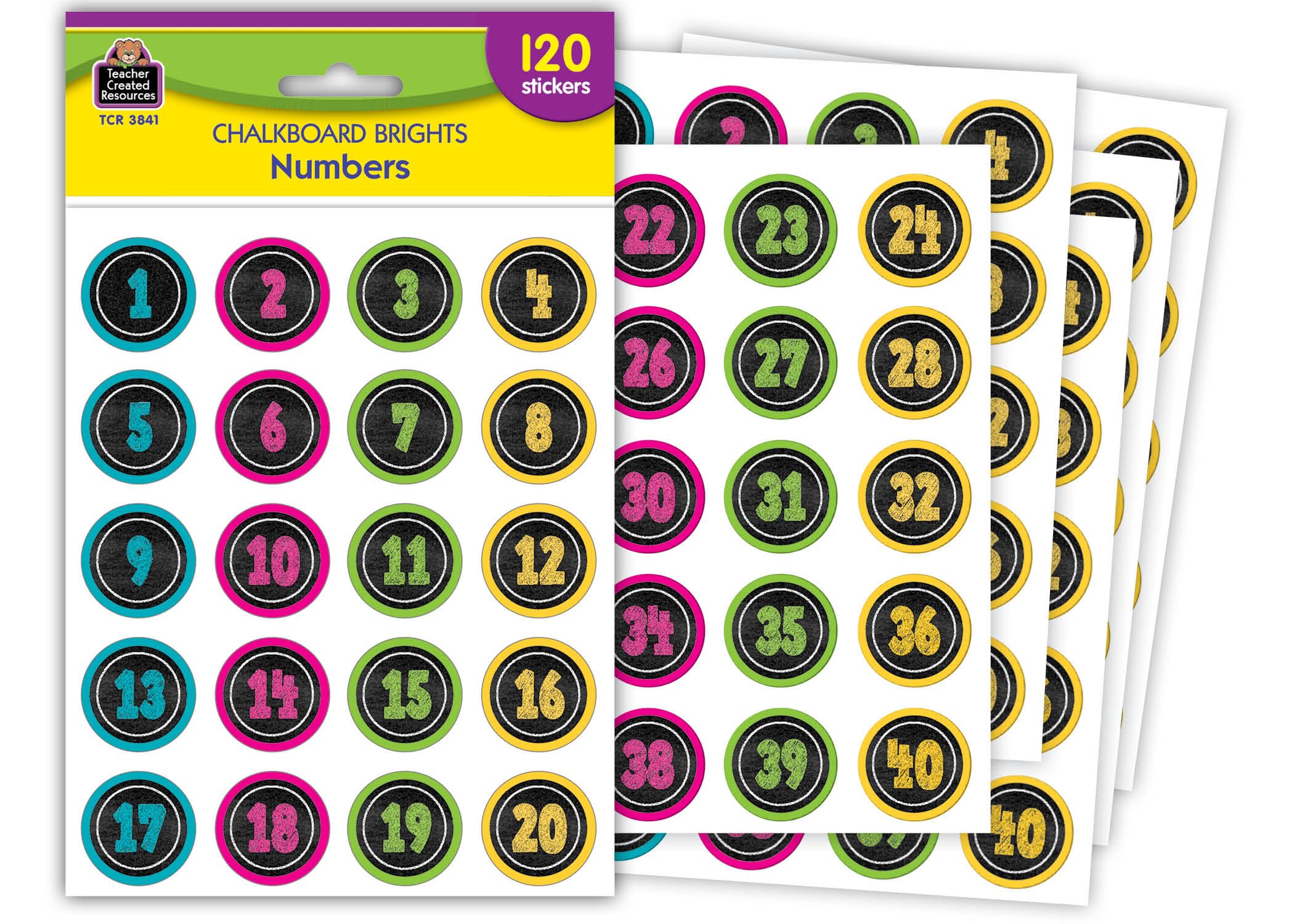 Photo 1 of Teacher Created Resources Chalkboard Brights Numbers Stickers